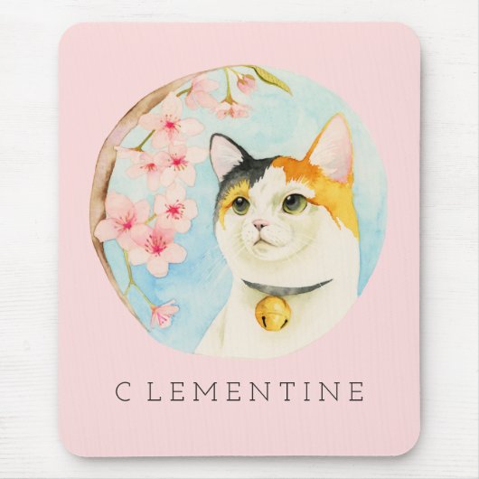 Kaliko-Katze und Kirschblüte | addieren Ihren Mousepad (Vorne)