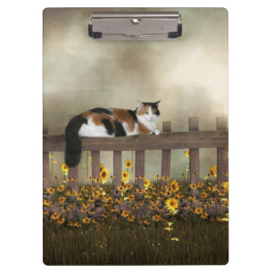 Kalikokitty und -Blumen Klemmbrett