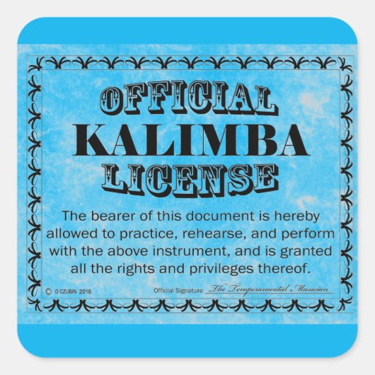 Kalimba License Square Aufkleber (Vorderseite)