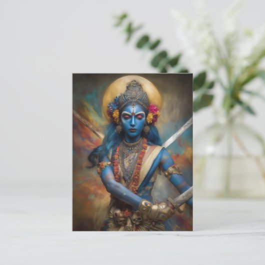 Kalis Kriegermeditation: Göttin Shakti Malerei Postkarte (Stehend Vorderseite)