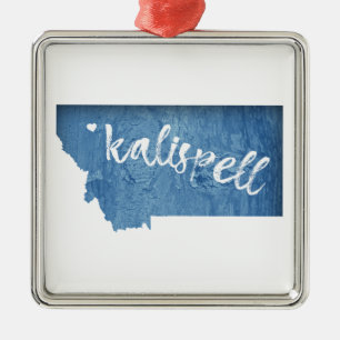 Kalispell Montana Holzmaserung Ornament Aus Metall