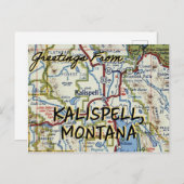 Kalispell MT Vintage Karte (Vorne/Hinten)