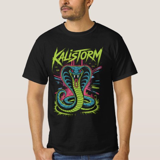 KALISTORM – Cyber Cobra Graffiti Tech Design T-Shirt (Vorderseite)