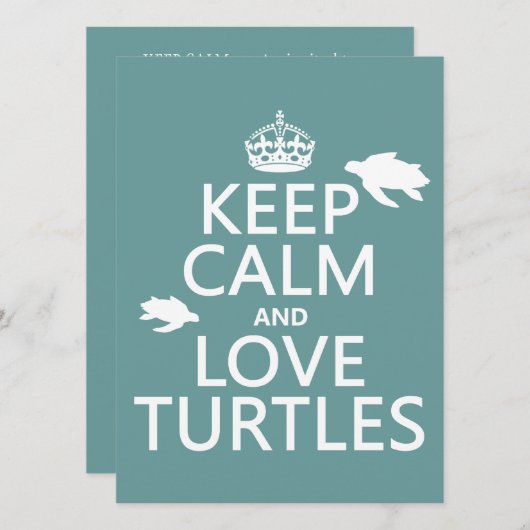 Kalk und Liebe Schildkröten Behalten Einladung (Vorne/Hinten)