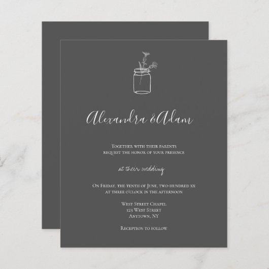 Kalkboard Mason Jar Hochzeitseinladungen (Vorne/Hinten)