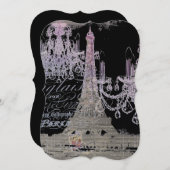 Kalkboard-Skripte Kronleuchter Paris eiffel Turm Einladung (Vorne/Hinten)