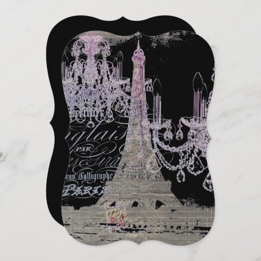 Kalkboard-Skripte Kronleuchter Paris eiffel Turm Einladung (Vorne/Hinten)