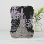 Kalkboard-Skripte Kronleuchter Paris eiffel Turm Einladung (Stehend Vorderseite)