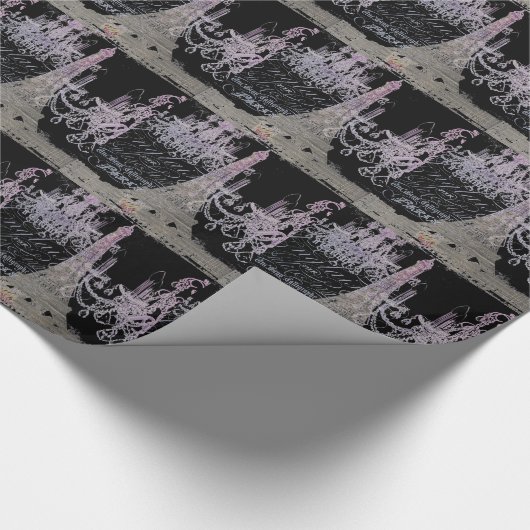 Kalkboard-Skripte Kronleuchter Paris eiffel Turm Geschenkpapier (Ecke)