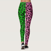 Kalkgrün - Hot Pink Leopard Animal Leggings (Rückseite)