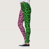 Kalkgrün - Hot Pink Leopard Animal  Leggings (Links)