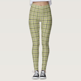 Kalkgrün kariert, klassisches Muster Retro Leggings