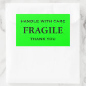 Kalkgrün/schwarz fragil. Mit Vorsicht umgehen. Rechteckiger Aufkleber (Tasche)