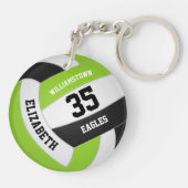 Kalkgrün Schwarz-weißer Mannschaftsname Volleyball Schlüsselanhänger (Rückseite)