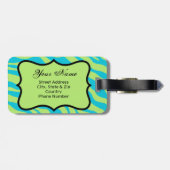 Kalkgrün & Türkis Zebra & Cheetah Pink Blume Gepäckanhänger (Rückseite horizontal)