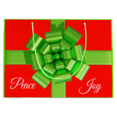 Kalkgrün-überfüllte Bow-Geschenktasche Große Geschenktüte (Vorderseite)