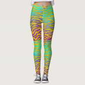 Kalkgrün und gelber Zebradruck Leggings (Vorderseite)