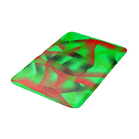 Kalkgrün und klare rote Bewegung, mit Schatten? Badematte (Schrägansicht)