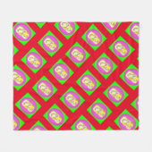 Kalkgrün und leuchtend lila Muster Fleecedecke (Vorderseite (Horizontal))