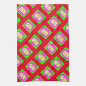 Kalkgrün und leuchtend lila Muster Geschirrtuch (Vertikal)