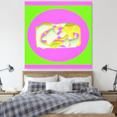 Kalkgrün und leuchtend lila Muster Leinwanddruck (Insitu (Schlafzimmer))