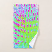Kalkgrün und Lila Abstrakte Kone-Blume Badhandtuch Set (Handtuch)
