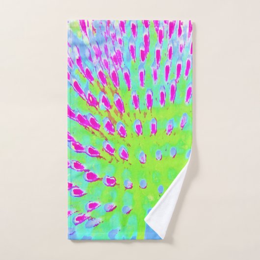 Kalkgrün und Lila Abstrakte Kone-Blume Badhandtuch Set (Handtuch)