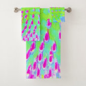 Kalkgrün und Lila Abstrakte Kone-Blume Badhandtuch Set (Insitu)