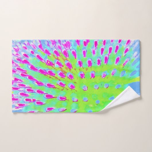 Kalkgrün und Lila Abstrakte Kone-Blume Badhandtuch Set (Handtuch)