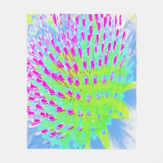 Kalkgrün und Lila Abstrakte Kone-Blume Fleecedecke (Vorderseite)