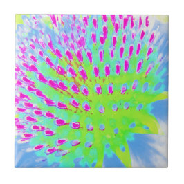 Kalkgrün und Lila Abstrakte Kone-Blume Fliese