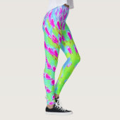 Kalkgrün und Lila Abstrakte Kone-Blume Leggings (Rechts)