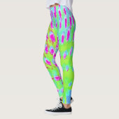 Kalkgrün und Lila Abstrakte Kone-Blume Leggings (Links)