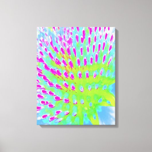 Kalkgrün und Lila Abstrakte Kone-Blume Leinwanddruck (Vorderseite)