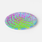 Kalkgrün und Lila Abstrakte Kone-Blume Pappteller (Schrägansicht)