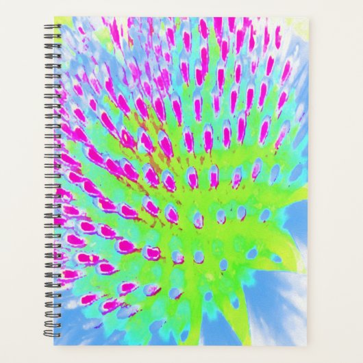 Kalkgrün und Lila Abstrakte Kone-Blume Planer (Vorderseite)