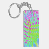 Kalkgrün und Lila Abstrakte Kone-Blume Schlüsselanhänger (Vorderseite links)