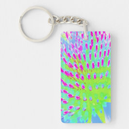 Kalkgrün und Lila Abstrakte Kone-Blume Schlüsselanhänger