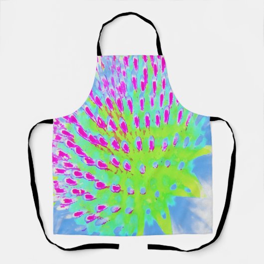 Kalkgrün und Lila Abstrakte Kone-Blume Schürze (Vorderseite)