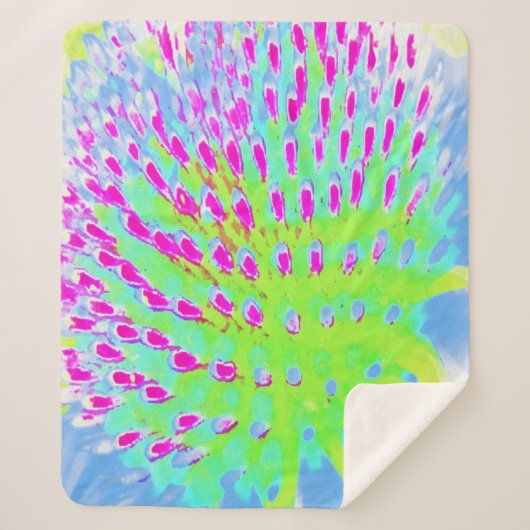 Kalkgrün und Lila Abstrakte Kone-Blume Sherpadecke (Vorderseite)