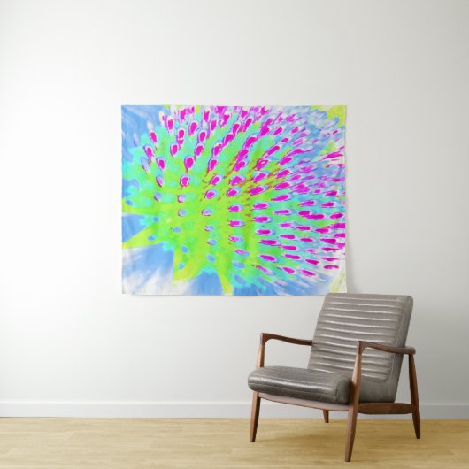 Kalkgrün und Lila Abstrakte Kone-Blume Wandteppich (Beispiel (Horizontal))