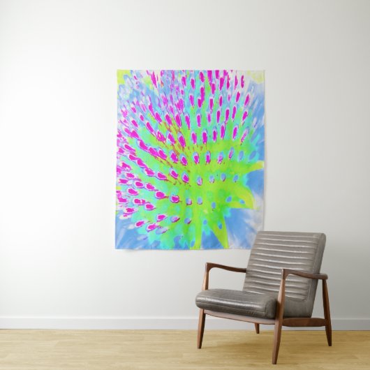 Kalkgrün und Lila Abstrakte Kone-Blume Wandteppich (Beispiel)