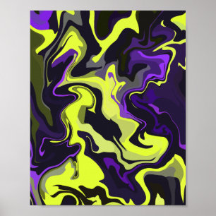 Kalkgrün und Lila Swirbeldesign Poster