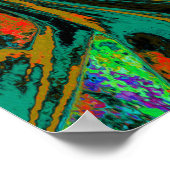 Kalkgrün und orange Abstrakter Retrowirbel Poster (Ecke)