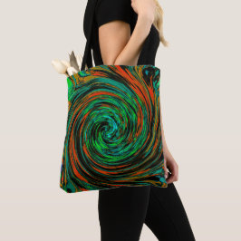 Kalkgrün und orange Abstrakter Retrowirbel Tasche