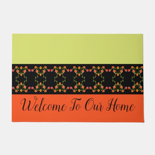 Kalkgrün und Orange Fußmatte (Vorderseite)