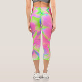 Kalkgrün und rosa Sukkulent Sedum Rosette Capri Leggings (Rückseite)