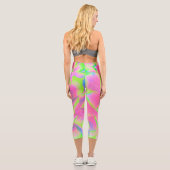 Kalkgrün und rosa Sukkulent Sedum Rosette Capri Leggings (Rückseite)