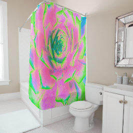 Kalkgrün und rosa Sukkulent Sedum Rosette Duschvorhang