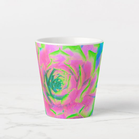 Kalkgrün und rosa Sukkulent Sedum Rosette Milchtasse (Vorderseite)